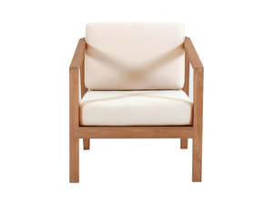 Outdoor Sale: Jason Single Seater Teak Wood Outdoor Chair – Cream