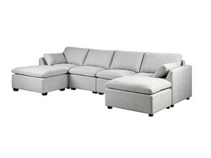 Living Room: DS Jonpony 6PC Modular Sofa Set - Light Grey