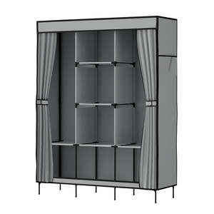 Wardrobes: Artiss Clothes Wardrobe Storage Large Portable Organiser with Shelf Grey