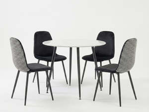 Fernando Round Dining Table with MDF Top - 90 cm & Axis Velvet Dining Seat x4 Ho&hellip;