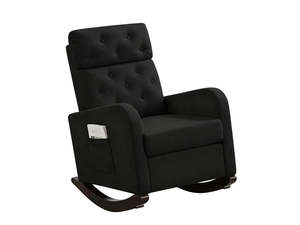 Sisco Velvet Rocker Chair - Black