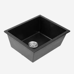 Sinks: Granite Composite Sink 5945 Black with Overflow