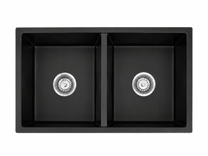 Sinks: Granite Composite Sink 7745D Black with Overflow