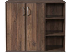 Shoe Cabinets: Okura 2-Door Shoe Cabinet with Shelf - Walnut