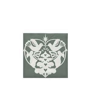 Broste Copenhagen: Paper Napkin - Nostalgia in Grape Leaf Green and Off White