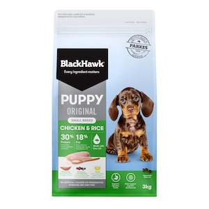 Premium Dry Food: Black Hawk Small Breed Puppy Food - Chicken & Rice