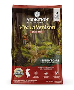 Addiction: Addiction Viva La Venison, Sensitive Care, Novel Protein Dry Dog Food