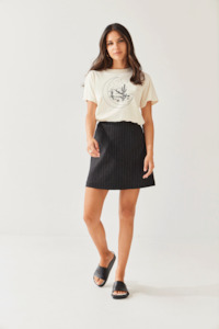 Sale: Emili Mini Skirt | Black Pinstripe