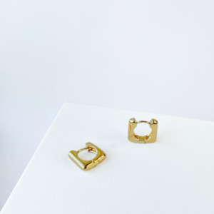 Square Huggie Earrings | Gold