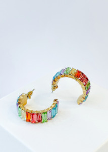 Diamante Hoop Earrings | Rainbow