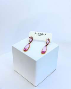 Teardrop Charm Earrings | Pink