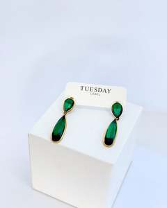 Teardrop Charm Earrings | Green