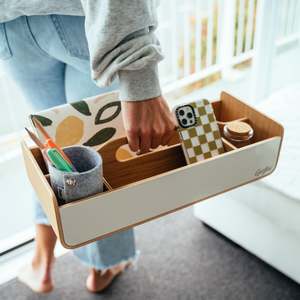 Frontpage: Gustav Lounger - Mobile Desk Organizer White and Wood