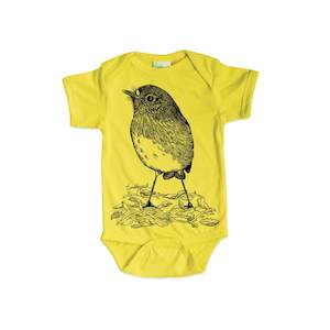 North Island Robin Toutouwai Collection: North Island Robin/toutouwai Organic Cotton Baby Onesie