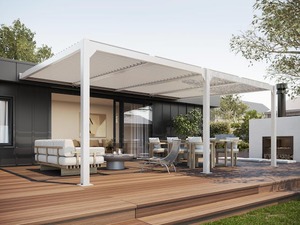 Louvre Roofs Patio Covers: Louvre Roof System Wall Mount 6m x 4m White