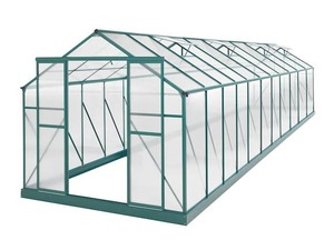 Sheds Cabins: Evergreen Greenhouse 8ft x 21ft Green 6mm