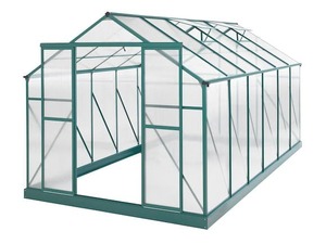 Sheds Cabins: Evergreen Greenhouse 8ft x 14ft Green 6mm