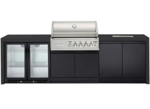 Crossray TC4KB-22 4 Burner Outdoor BBQ Kitchen with Sink & Double Fridge