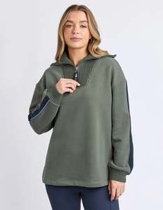 Foxwood - Knit Collar Crew - Khaki