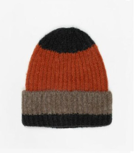 Kids Stripe Beanie - Rust