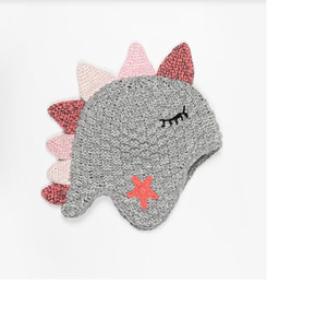 Antler - Beanie - Kids Dinosaur - Pink & Grey
