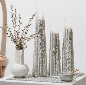 Living Light Black Iris Icicle Candle Medium 32.5cm