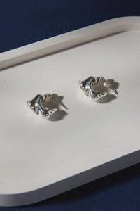 Accessories: Stories to be Told - Wavy SS Plated Huggie Earrings