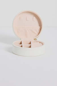 Accessories: Humble + Heart White - Circular Travel Jewellery Box
