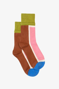 Antler - Sock - Olive & Pink Panel