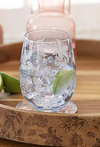 Glassware: Mossman 4pc Blue Etched Tumbler Set