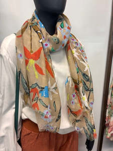 Scarf: Urban Products - Ivy Floral Scarf Beige