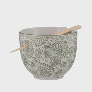Nara Noodle Bowl & Chopsticks - Leaf