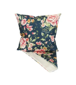 Cushions: StyleZone - Pink Roses on Blue Cushion Cover