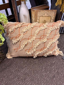 Cushions: S & R - Ripples Embroidered Cushion Rust & Natural