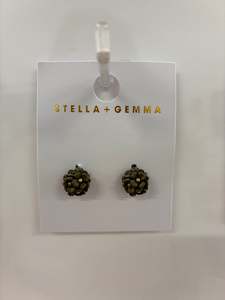 Stella + Gemma - Earrings - Mini Ball Flower Martini Olive