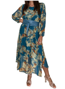 Womens Clothing: Amici | Potenza Silk Dress | Petroleum