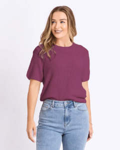 Foxwood: Foxwood | Blair Short Sleeve Knit | Plum