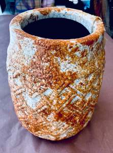 Homewares: Ochre Crackle Textured Vase