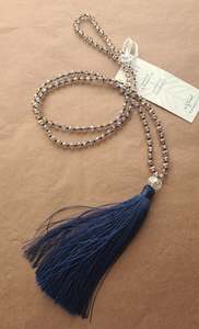 Accessories: Necklace - Mint Crystal Tassel