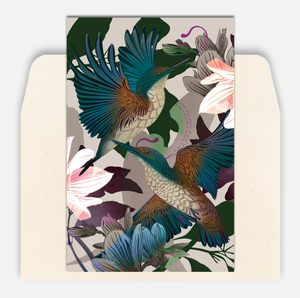 Kingfishers & Floral Greeting Card