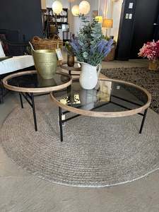 Wood & Metal Coffee Table / Natural -Black