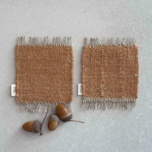 Homewares: Loom Studio. Toffee Linen + Wool Woven Set of 2