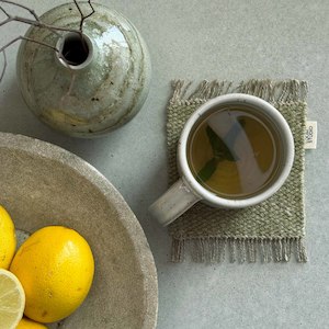 Homewares: Loom Studio. Sage Green Linen + Wool Woven Set of 2