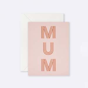 Greeting Cards: Greeting Card – Mum stripe letters