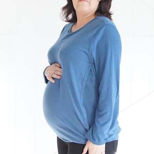 Long Sleeved Tops: Bianca Maternity & Breastfeeding Long Sleeved Top - Blue