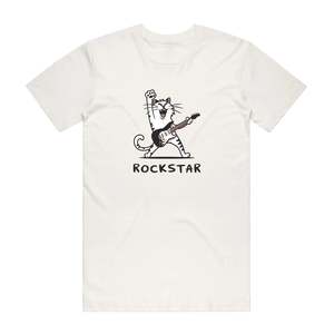 Available For Discount Codes: Rockstar Cat - Music T-Shirt - Natural