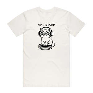 Spin And Purr - Cat T-Shirt - Natural