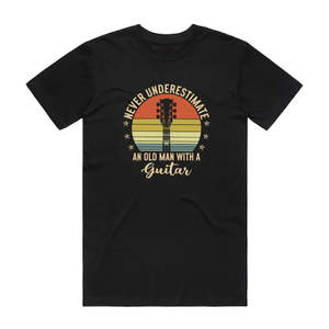 Available For Discount Codes: Old Man With Guitar - Music T-Shirt - Black