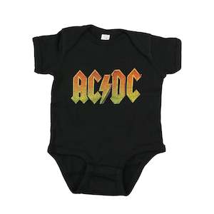 Baby Onesies: AC/DC - Distressed Logo - Baby Black Onesie