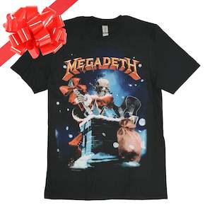 Metal Christmas Band Shirts: Megadeth - Santa Vic - Black T-Shirt